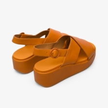 Camper Misia Platform Sandals Dark Orange - Womens Singapore SGJMLN-019